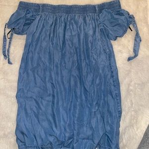 Off the shoulder blue dress